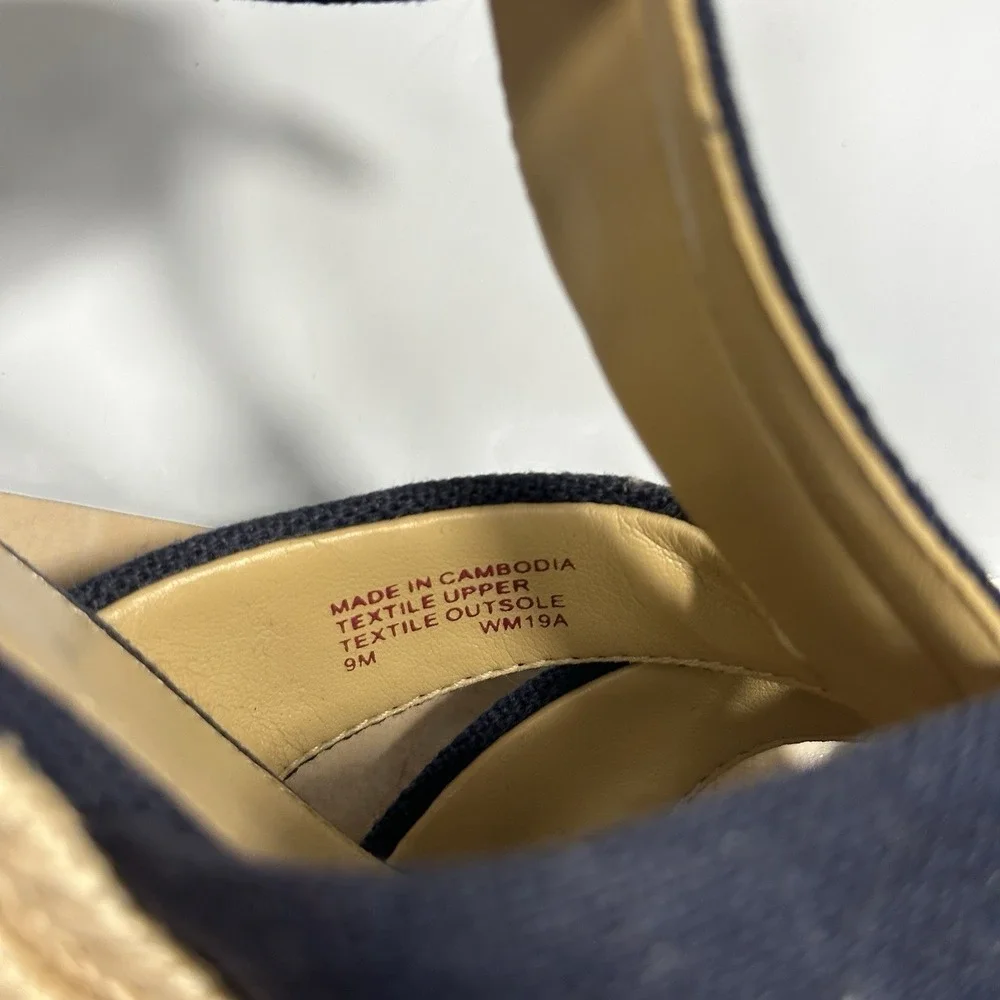 Michael MICHAEL KORS Berkley Wedge Platform Sandal Navy Canvas Zip US 10M